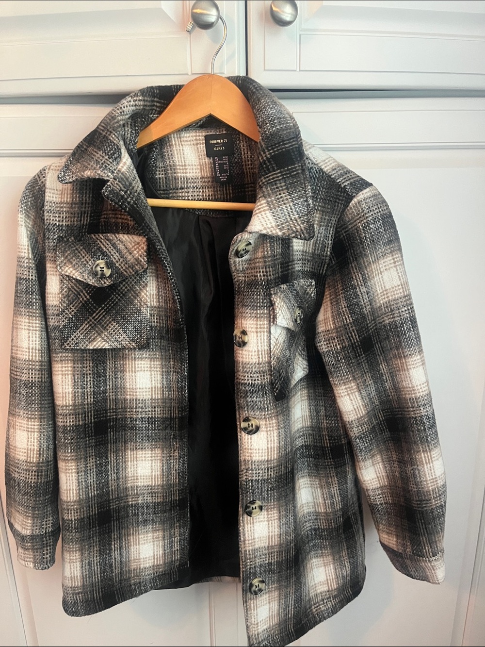 Forever 21 Black, White & Gray Plaid Girls' Jacket